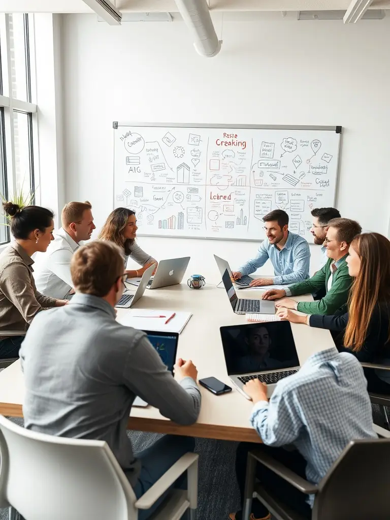 A picture of chamber members collaborating with a local business on a joint project, showcasing the partnership and the positive impact on the community.